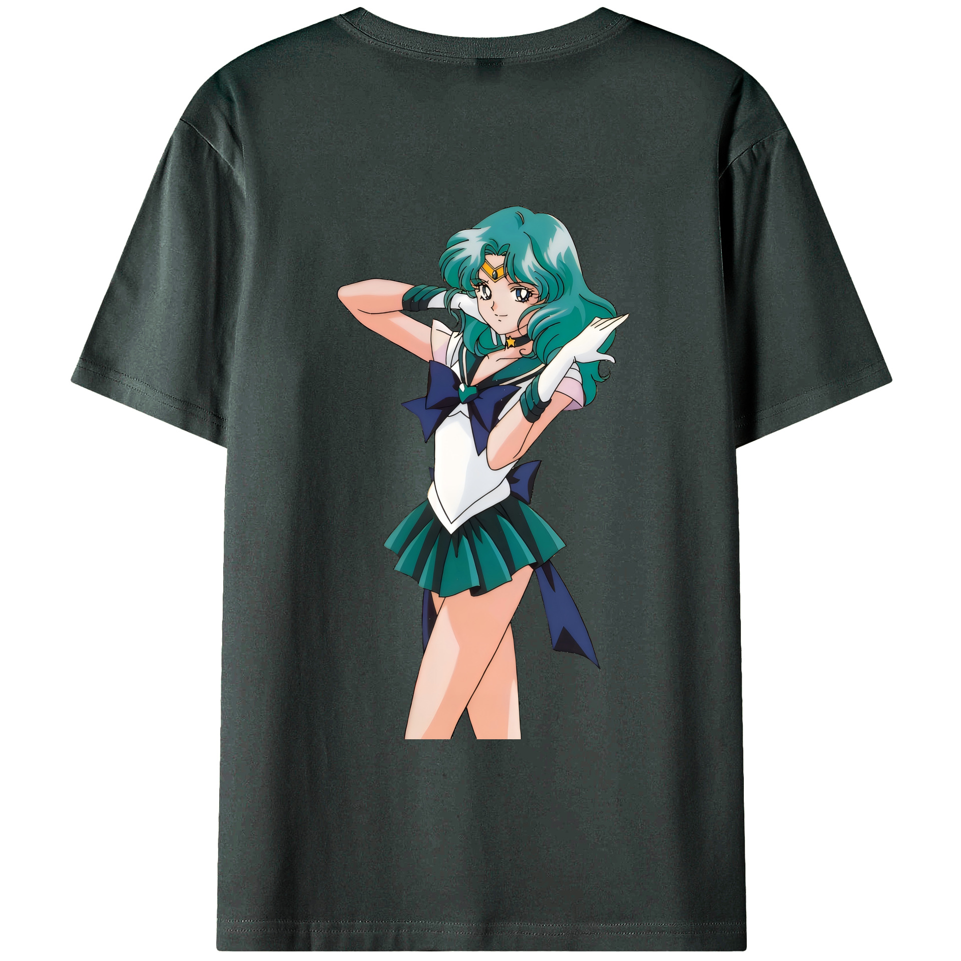 （画像用） 美少女戦士セーラームーン 海王 みちる（かいおう みちる） Sailor Moon Kaiou Michiru 綿100％ メンズ半袖Tシャツ（バックプリント） 通気性